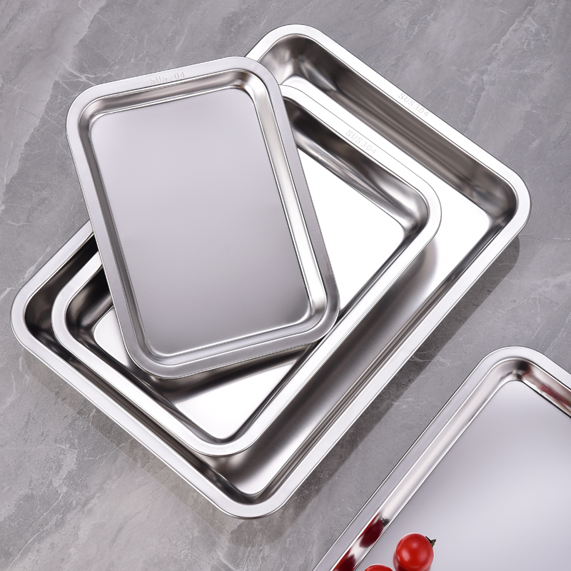 304食品级不锈钢平底托盘烤鱼盘烧烤方盘蒸饭盘家用商用长方形盘,淘宝优惠券,粉丝福利购,淘宝优惠卷
