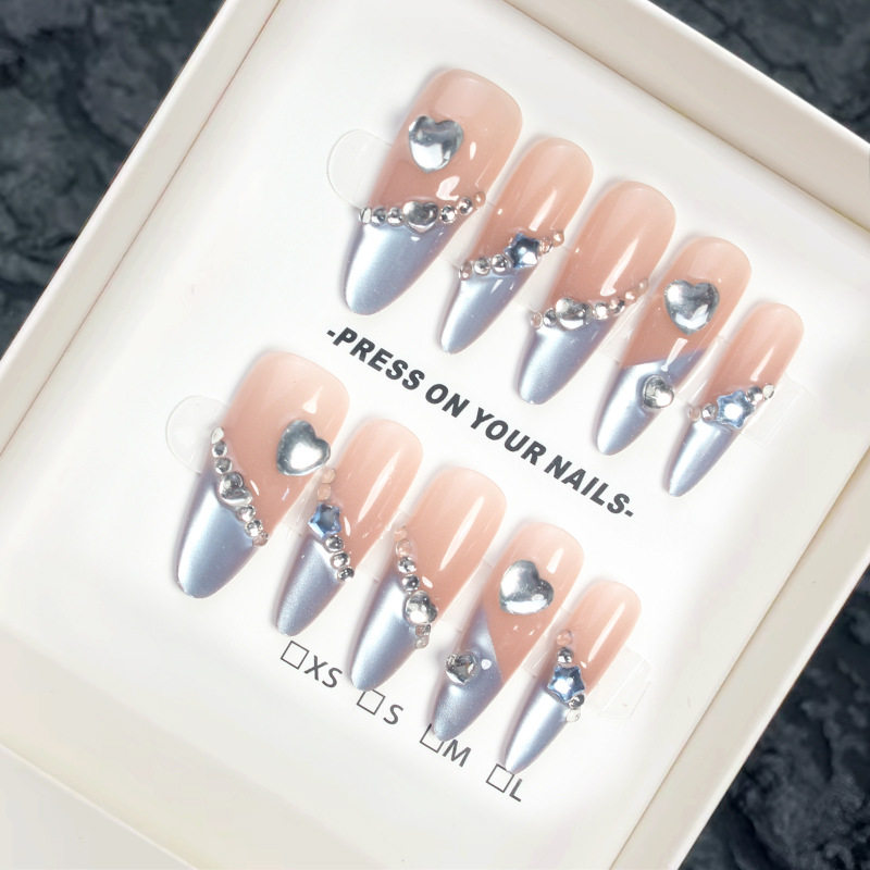 手工儿童美甲穿戴甲高级感中长款海洋之心假指甲贴片2026马年新款,淘宝优惠券,粉丝福利购,淘宝优惠卷