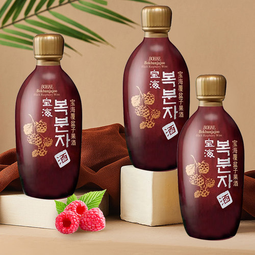 韩国进口宝海覆盆子果酒女士酒果味配制酒14度玻璃瓶装375ml*6瓶 - 图0