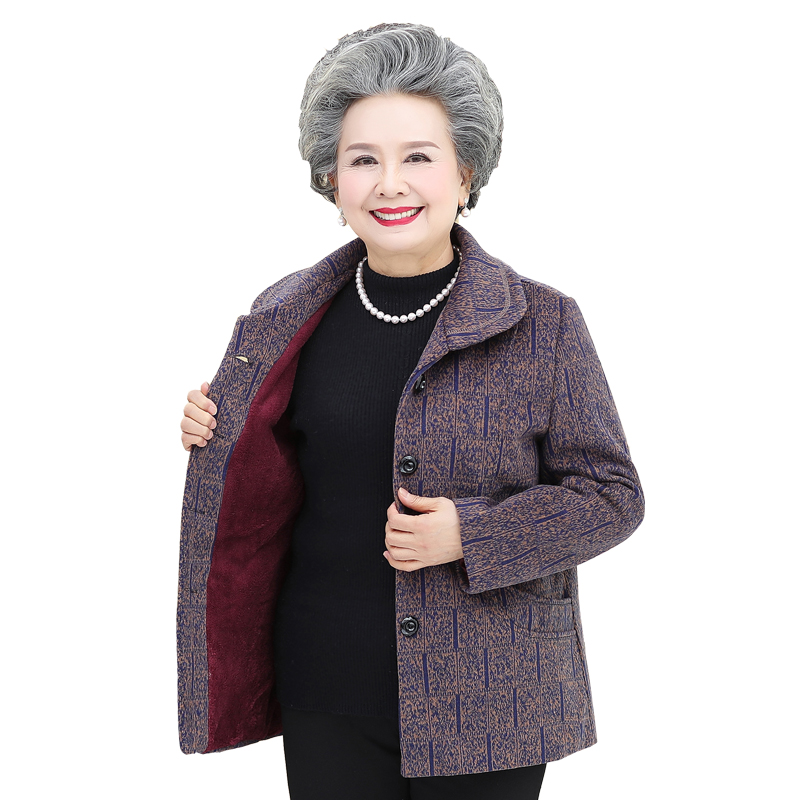 70 岁大码加厚上衣奶奶装春秋衣服 80 中老年人女装冬装加绒外套 60 70 岁大码加厚上衣奶奶装春秋衣服 80 中老年人女装冬装加绒外套 60