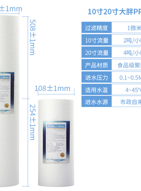 大白瓶大蓝瓶大胖前置过滤器滤芯