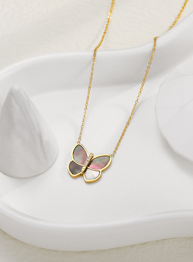 蝴蝶贝母钛钢高级感女吊坠