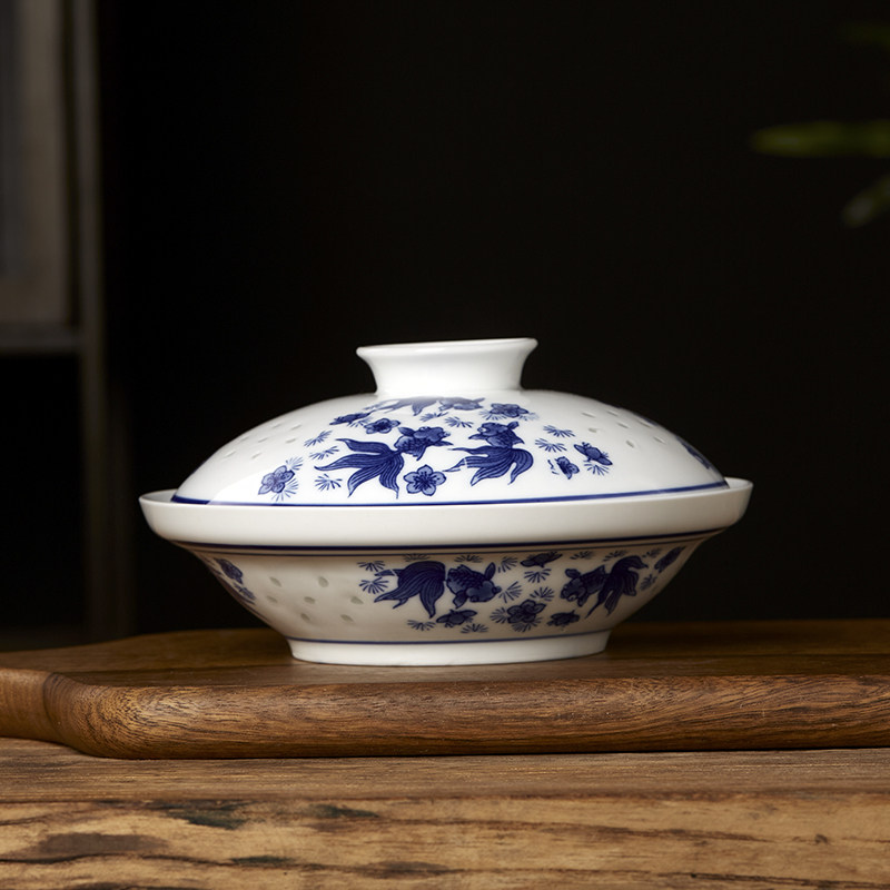 景德镇陶瓷青花陶瓷盖碗菜碗饭碗中式复古风格大汤碗牛肉拉面碗,淘宝优惠券,粉丝福利购,淘宝优惠卷