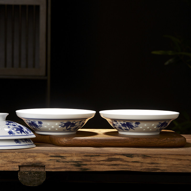 景德镇陶瓷青花陶瓷盖碗菜碗饭碗中式复古风格大汤碗牛肉拉面碗,淘宝优惠券,粉丝福利购,淘宝优惠卷