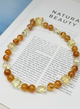 原创 天然高品金麒麟胶花海蓝宝项链夏日限定