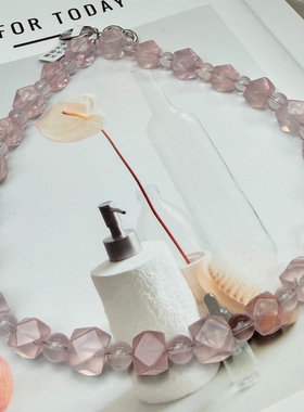 原创《粉样年华》天然粉晶小众轻奢项链