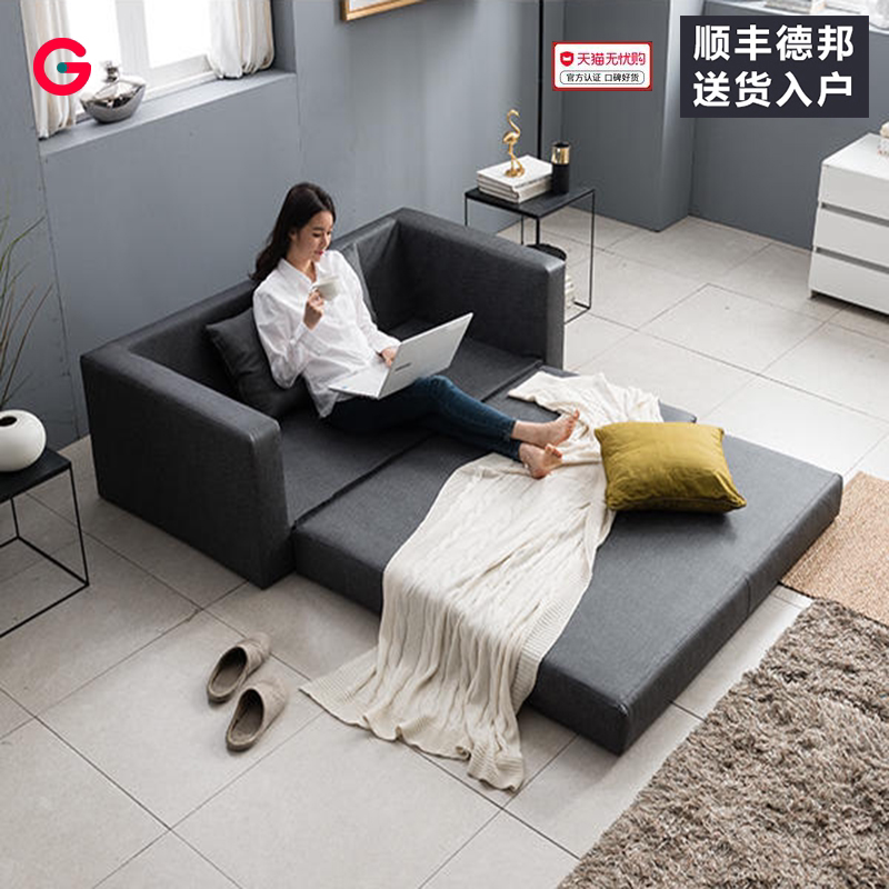 科技布简约懒人榻榻米沙发床单双人推拉可折叠小户型坐卧客厅沙发_虎窝淘