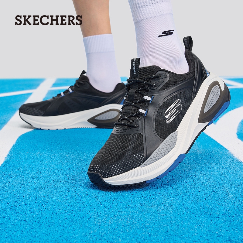 Skechers斯凯奇2024夏季新款男士透气健步鞋厚底舒适运动休闲鞋 - 图3