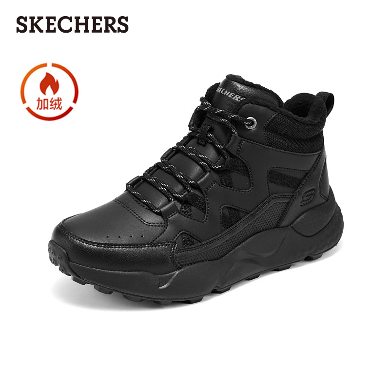 斯凯奇2025冬季新款男子加绒高帮靴舒适休闲运动鞋厚底户外雪地靴