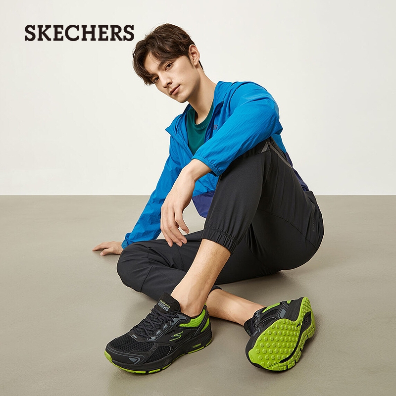 Skechers斯凯奇男鞋软弹减震跑鞋跑步鞋男士时尚绑带休闲运动鞋 - 图1