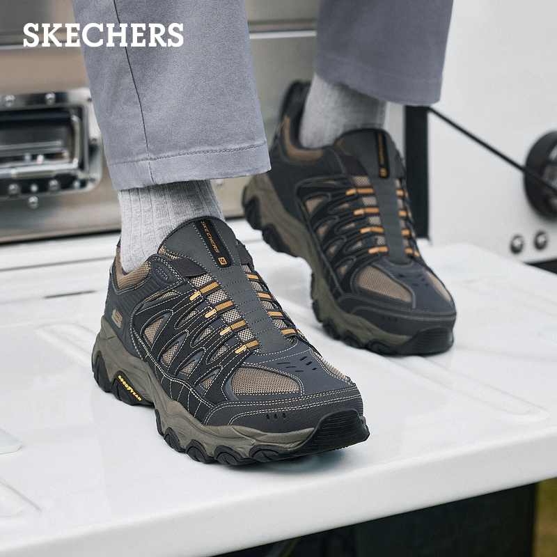 Skechers斯凯奇夏季男鞋复古户外徒步鞋一脚蹬舒适轻质运动休闲鞋