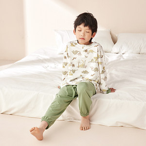 盛凯安琪儿童睡衣男童春秋薄款长袖棉绸男孩韩版卡通中大童家居服
