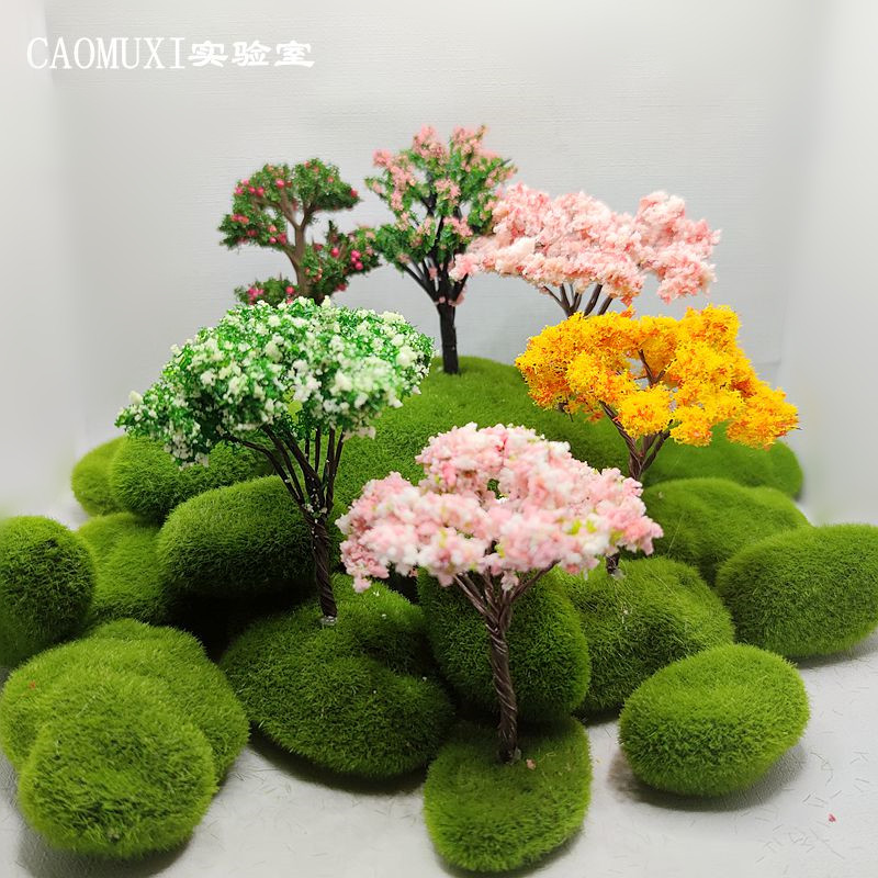 微景观摆件迷你仿真樱花树微缩模型沙盘园艺造景 diy材料饰品-图2