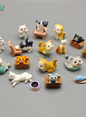 可爱仿真猫咪树脂公仔摆件