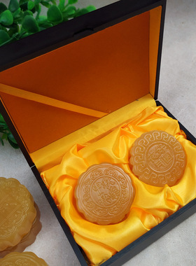米黄玉石月饼中秋节礼品花好月圆中秋佳节商务活动节庆玉礼品
