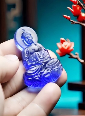 惠古琉璃南无药师佛吊坠男女本命药师佛挂件佛牌项链厂家直销