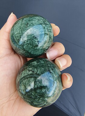 玉石健身手球汉白玉大理石黄玉石球送老年人的礼品天然石头球