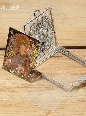 新品西藏黑金唐卡吊坠手绘黄财神观音弥勒佛项链嘎乌盒复古毛衣链