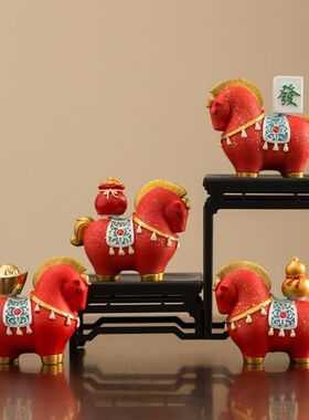 新国潮马上有钱招财家居办公工位小众高级感装饰品创意工艺品摆件