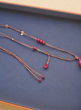 新中式朱砂极细手工编织项链绳