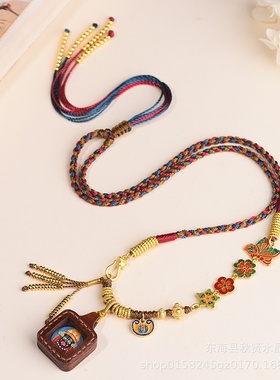 新款中式藏式黄金唐卡吊坠绳
