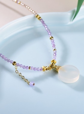 轻奢新中式紫水晶渐变锁骨链