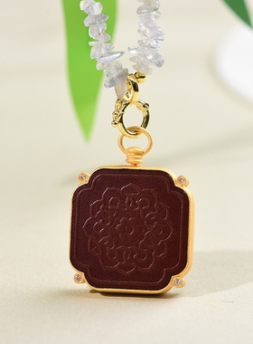 新中式灰月光水晶项链佛牌唐卡