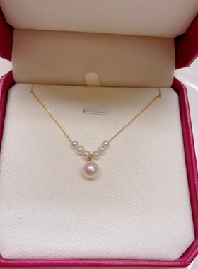 诸暨淡水珍珠吊坠单颗大8-8.5mm/小珍珠4-4.5mm简约 S925银配件