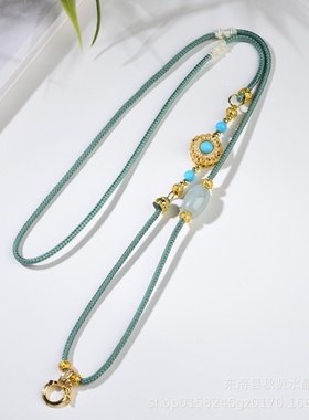 新款国风极简翡翠菱镁矿吊坠绳