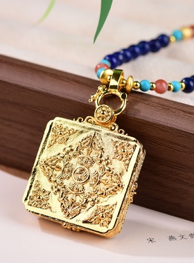 复古青金石药师佛吊坠项链