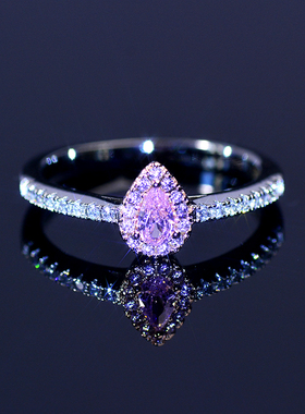 小清新粉色石轻奢微镶水晶戒指