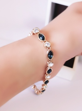 胖妹妹长手链女复古贵气深蓝绿色