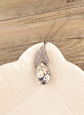 进口满钻水滴水晶轻奢锁骨链女