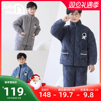 Snoring cows Children pyjamas boyswinter coral suede clamps cotton thickened with warm flannel sumpsuit for boys pyjamas