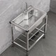 Kitchen J thickened simple 304 stainless steel sink large single tank double tank with bracket washing basin dish sink dish sink