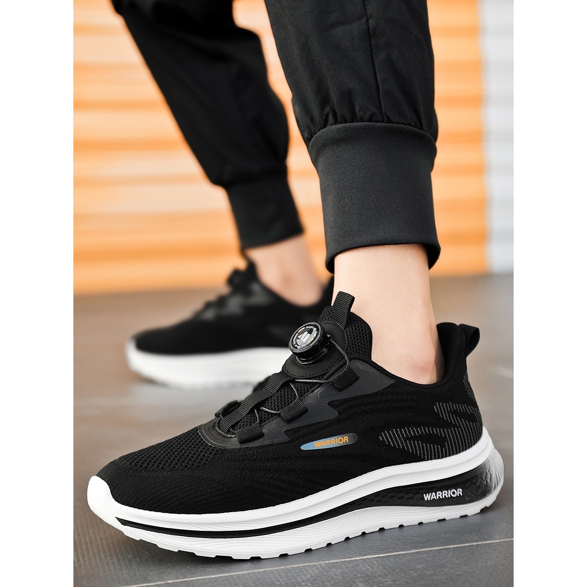 回力秋季男网面鞋免系鞋带男鞋透气轻便初三中考跑步鞋男士运动鞋