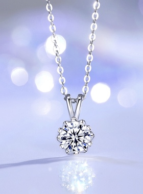 Winy唯1克拉莫桑钻系列999足银纯银项链女锁骨链简约时尚银色首饰