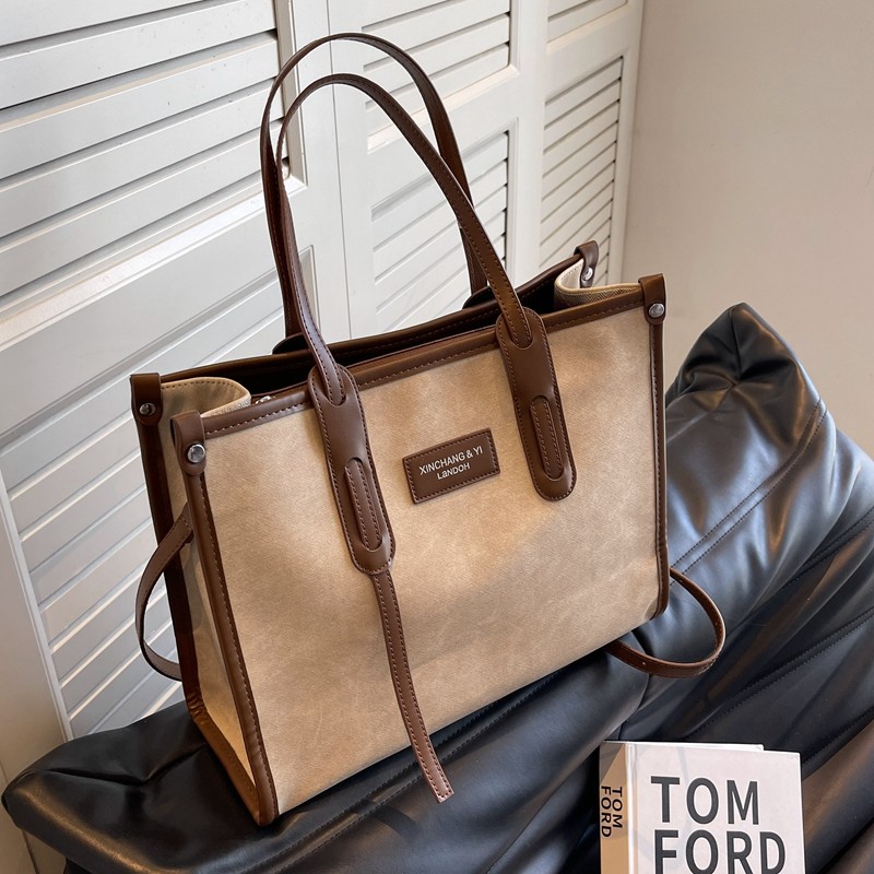 高级感大包包女2025新款秋冬撞色单肩斜挎包大容量百搭手提托特包,淘宝优惠券,粉丝福利购,淘宝优惠卷