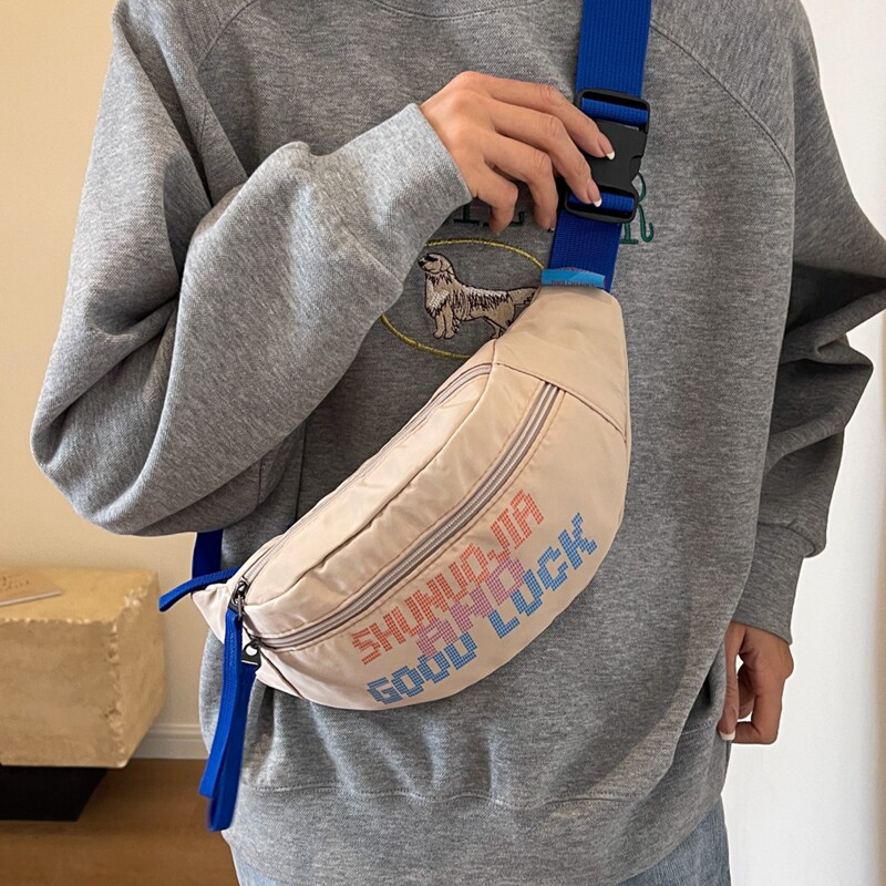 Casual canvas crossbody chest bag commuter shoulder waist bag