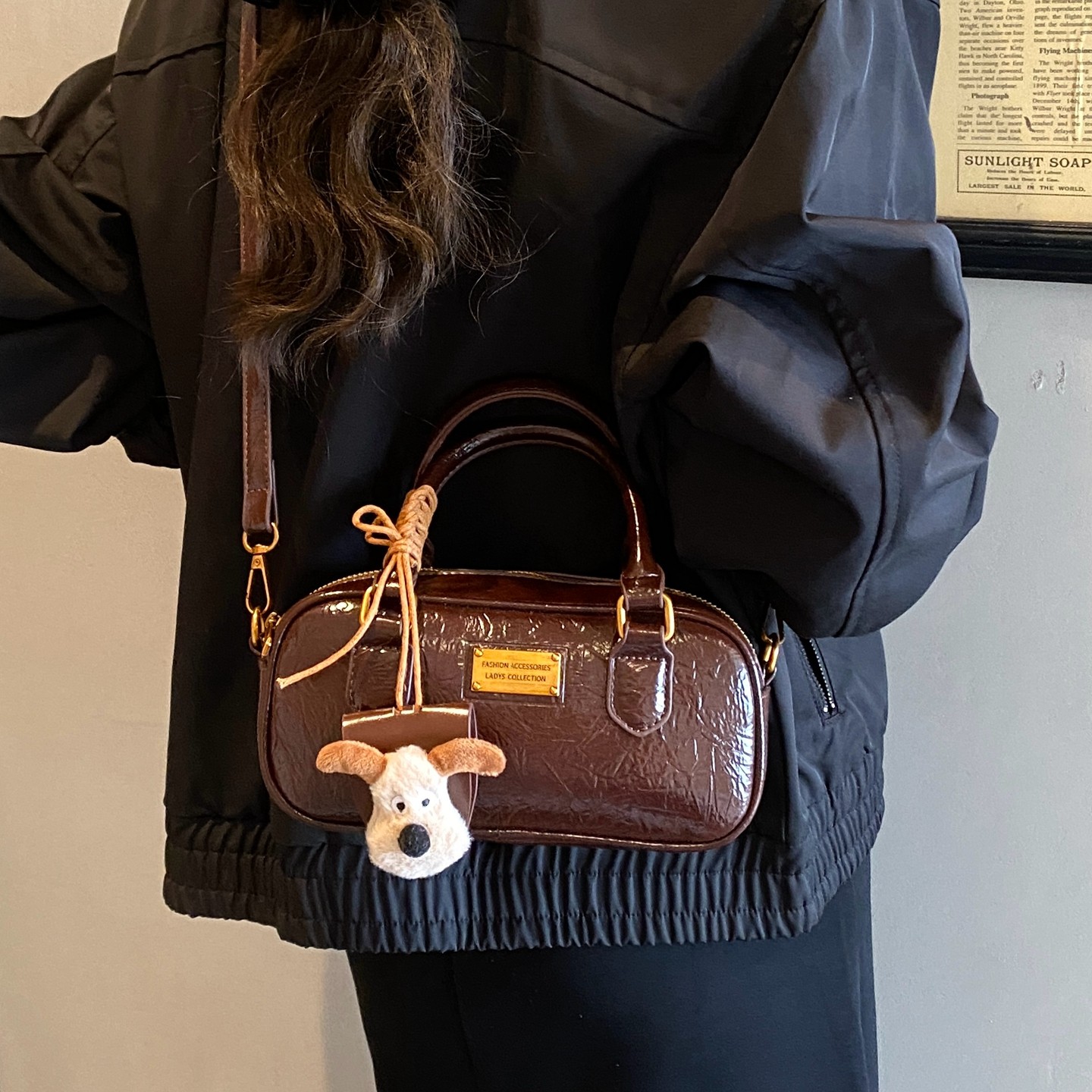 美拉德复古小包包女式2025新款秋冬高级感百搭斜挎包手提保龄球包,淘宝优惠券,粉丝福利购,淘宝优惠卷