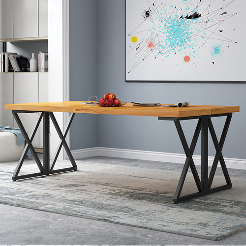 简约定制餐桌子小户型家用可折叠长条桌移动实木异形对折饭桌现代 - 图1