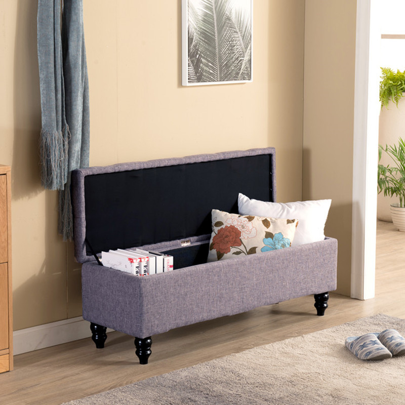 布艺欧式换鞋沙发凳储物凳服装店网红长方形收纳凳实木长条凳脚踏 - 图2