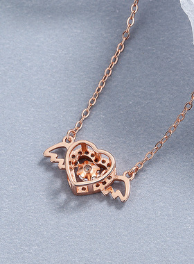 925纯银天使爱心灵动项链女简约风新款ins锁骨链甜美气质小众饰品