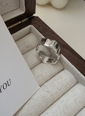 S925纯银韩版小众设计感褶皱戒指韩式风时尚感简约直播热卖尾戒