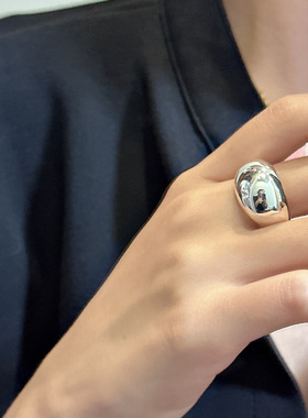 S925纯银韩版小众设计感大光面质感戒指韩国风时髦个性指环