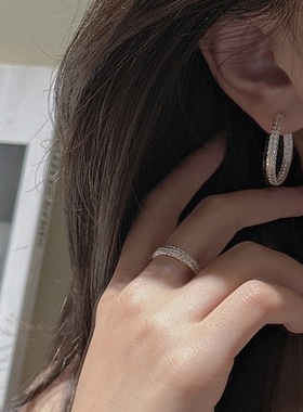 S925纯银韩版小众设计感复古编织戒指韩国风简约手工时髦感指环