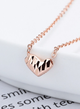 925纯银车花爱心项链女夏新款ins风个性设计感锁骨链轻奢气质饰品