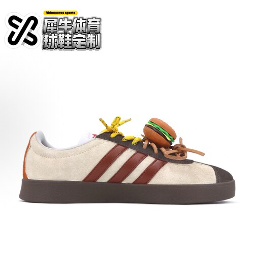 【定制球鞋】adidas neo VL Court 汉堡鞋 手绘 黄棕色 HQ1802 - 图0