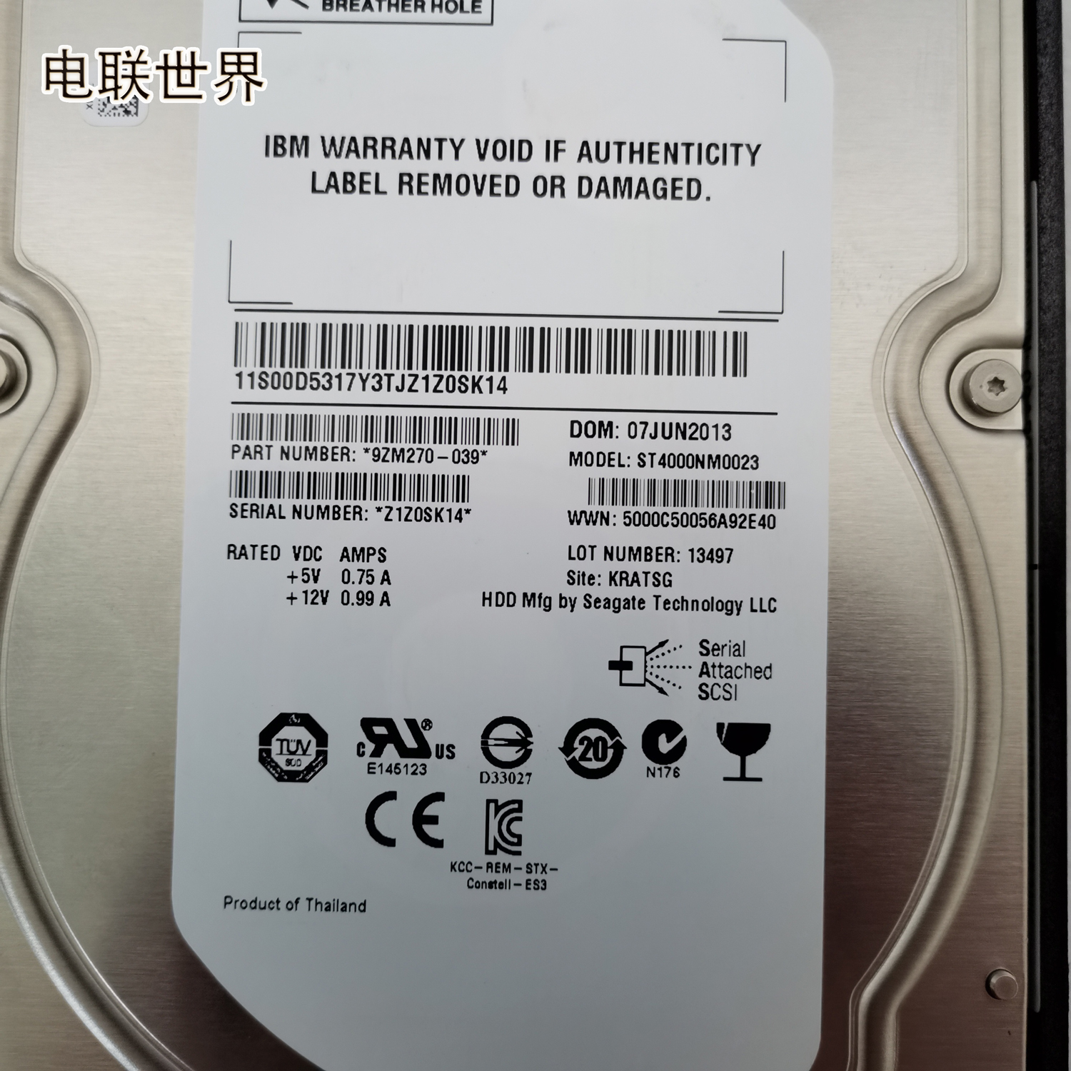 IBM 9ZM270-039 00AR142 ST4000NM2013  00AR144 4TB 7.2KSAS硬盘 - 图3