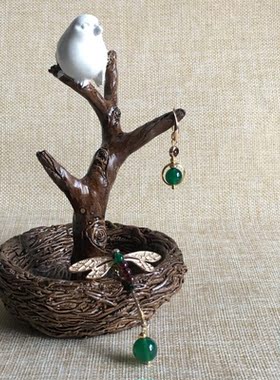 饰品镀金不对称民族风绿玛瑙包邮